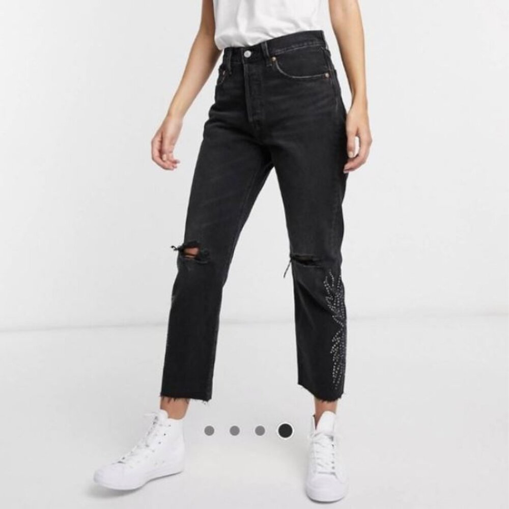 Levi’s 501 Cropped Canyon Jeans Black Wash